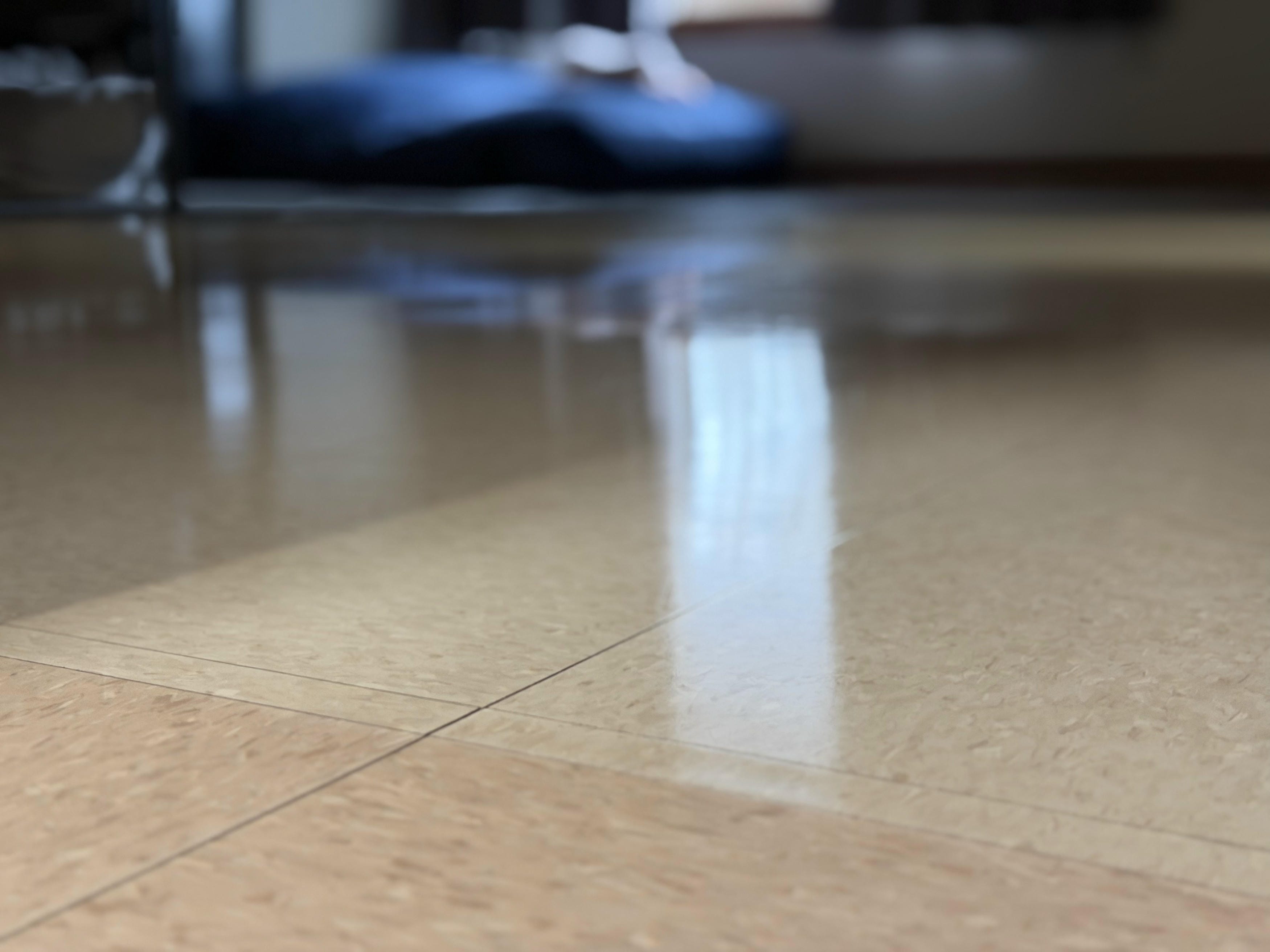 Polished commercial floor after janitorial cleaning