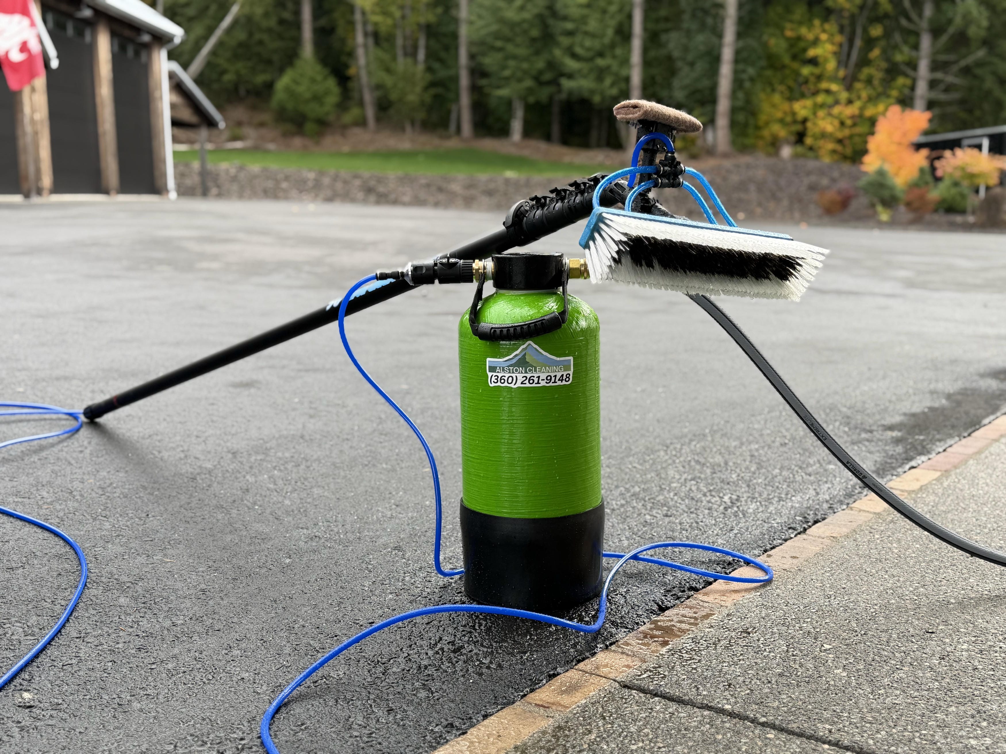 Professional window washing equipment used by Alston Cleaning